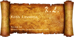 Koth Levente névjegykártya